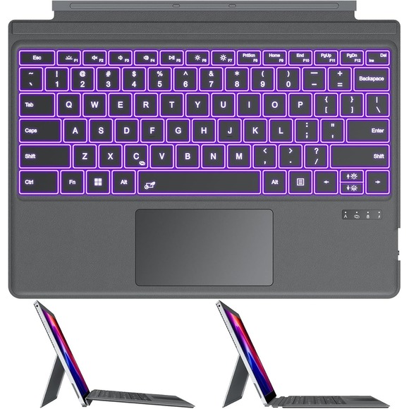 OMOTON Bluetooth Keyboard Touchpad Surface Pro 7+/7/6/5/4/3 Grey